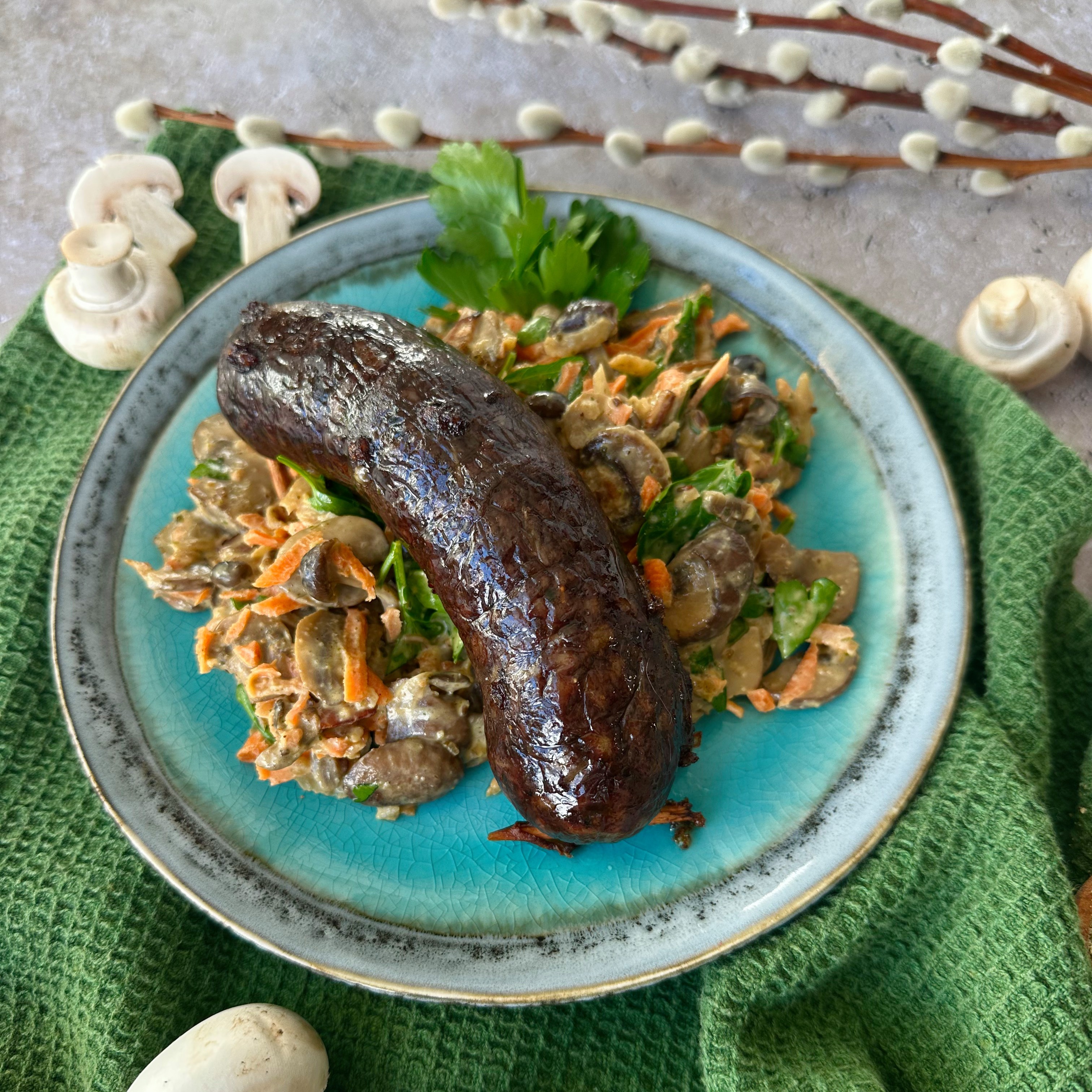 Jelito a houbové ragú